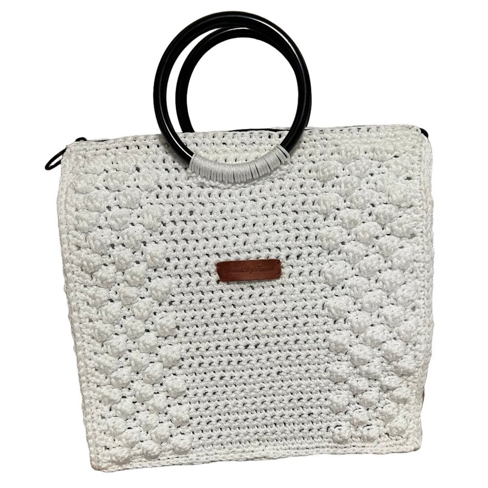 Handmade White Boho Satchel Bag for Women